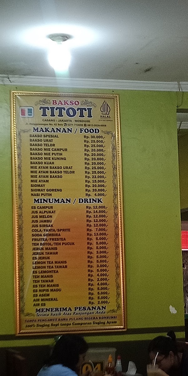 BAKSO TITOTI SOLO Menu - Image 2