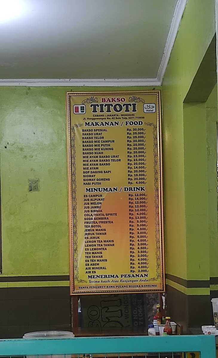 BAKSO TITOTI SOLO Menu - Image 4