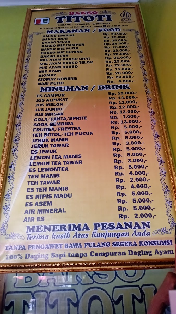 BAKSO TITOTI SOLO Menu - Image 5